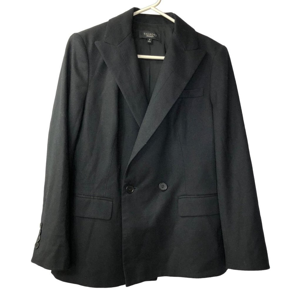 TALBOTS BLACK 99% WOOL BLACK BLAZER SIZE 10